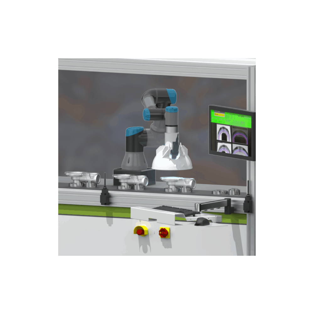 Robot-guided sensor technology: robot gripper arm integrated into the test system, robot-guided measurement technology, sensor technology, test centers, testing, components, test part