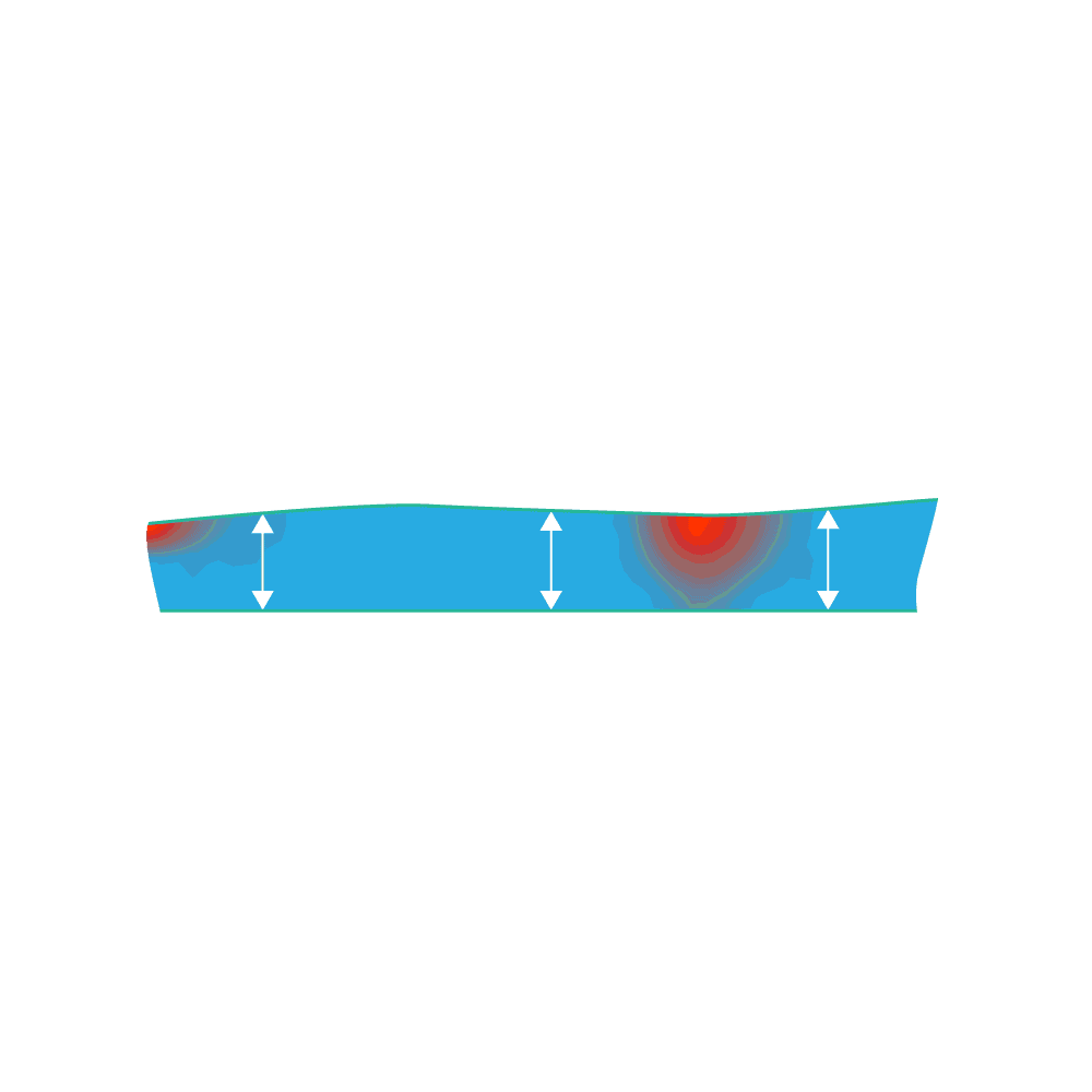 Abstract representation of the height of a layer to be checked. Inline, layer thickness check, pavement, layer thickness, sensor