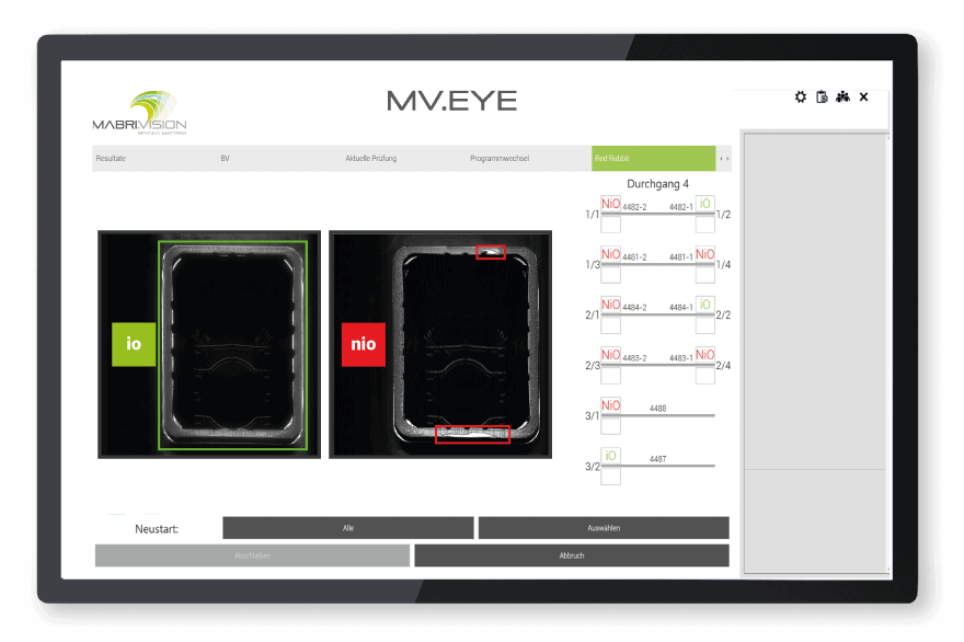 Illustration du logiciel MABRI.VISION MV.EYE pour l&#39;inspection adhésive avant scellage.