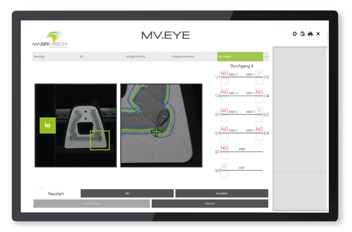 Illustration du logiciel MABRI.VISION MV.EYE pour la détection d&#39;amorces.