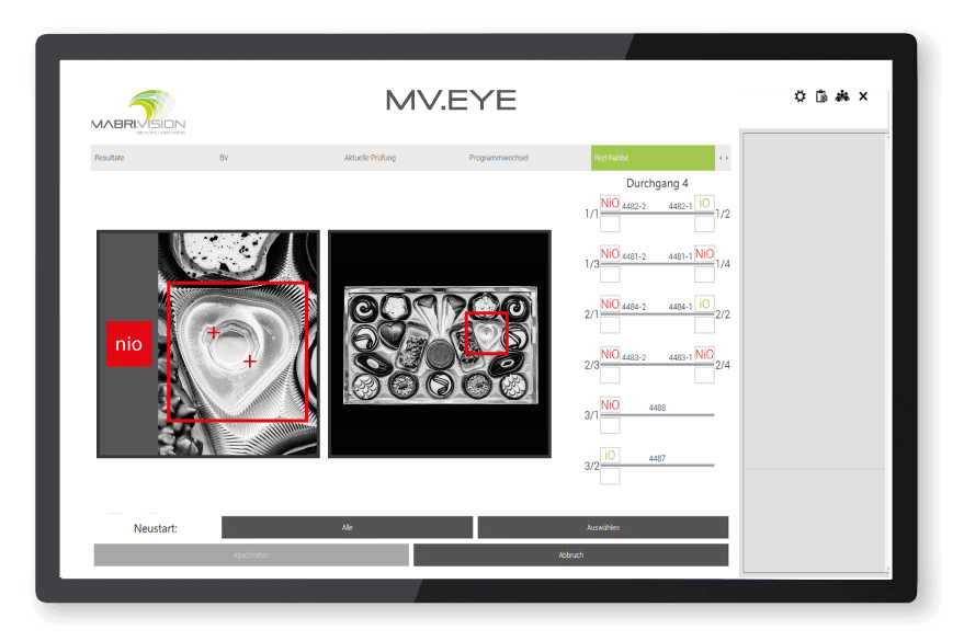 Illustration du logiciel MABRI.VISION MV.EYE pour l&#39;inspection des assemblages d&#39;emballage.