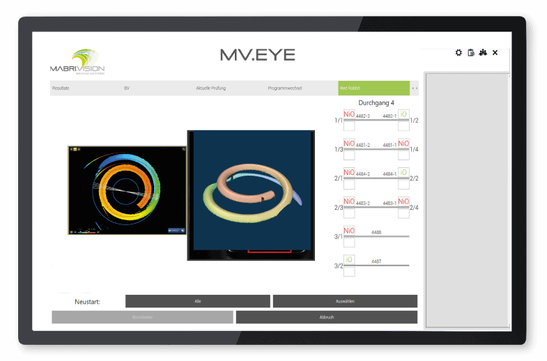 Illustration du logiciel MV.EYE, qui évalue les tests des ressorts de suspension.