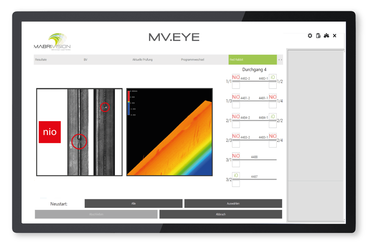 Illustration du logiciel MABRI.VISION MV.EYE pour l&#39;inspection des cordons de soudure.