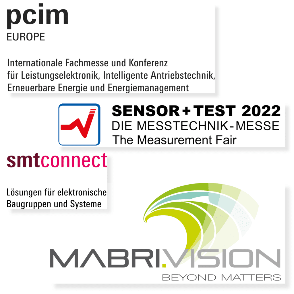 Logo&#39;s van de PCIM, SENSOR+TEST en SMTconnect