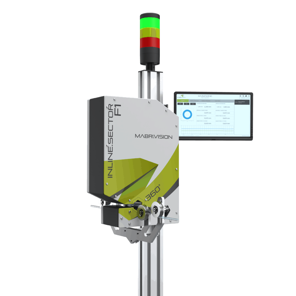 Technologie de mesure en ligne pour tuyaux en silicone, 360° en ligne, INLINE.SECTOR F1, test de tuyau, en ligne, test, puissant